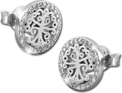 Produktbild von SilberDream Ohrringe Lebensbaum Zirkonia weiß Ohrstecker 925 Silber D2GSO472W