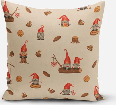 Produktbild von Kissenhülle Weihnachten Tomte Weihnachtswichtel Leinenlook div. Größen Größe 80x80cm (HxB) 80x80cm (HxB) Größe