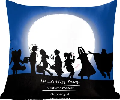 Produktbild von MuchoWow® Zierkissen Sofakissen Wohnzimmer Dekokissen 50x50 cm Eine Gruppe von Gruselgestalten in einer Halloween-Illustration - Komfort - Sofakissen