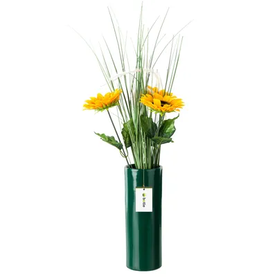 Obrázek produktu pro Keramická váza na květiny tmavě zelená lesklá H 31,5 cm D 11,7 cm Dekorativní stolní váza Tube Flowers Deco Orchid Modern Glamour