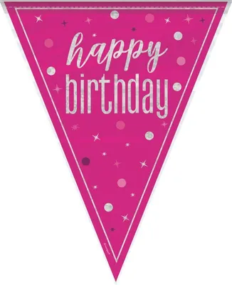Produktbild von Wimpelkette pink Happy Birthday