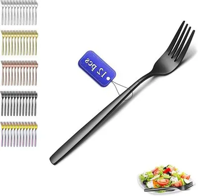 Produktbild von Famanu Essgabeln Set 12 Stück - 18,3 cm, Edelstahl, titanbeschichtet, spülmaschinenfest