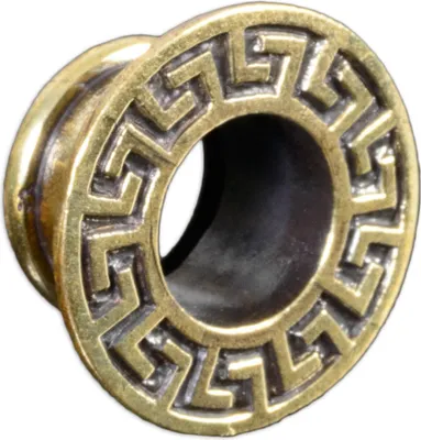 Produktbild von viva-adorno 1 Stück 12mm Flesh Tunnel Plug Messing Vintage Look Sonne gold Größe 10 - 16mm Z468.D5
