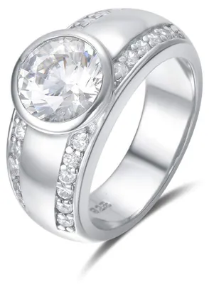 Produktbild von Solitär-Ring aus Silber mit Zirkonia-Kristallen