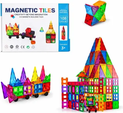 Obrázok produktu pre Magnetická stavebnica - 108 ks – Magnetic Tiles