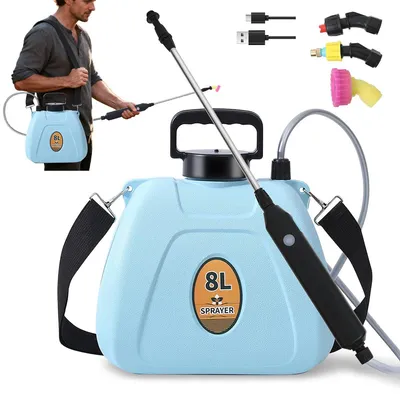 Produktbild von Gartensprühgerät mit 8 liter, elektrische Pumpsprühanlage mit 4 Sprühmodi, Akkubetriebenes, tragbare Drucksprüher mit ausziehbarem Sprührohr