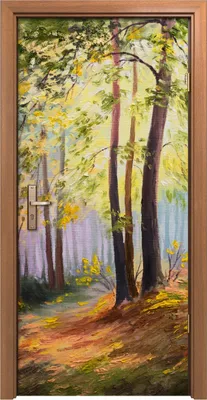Produktbild von Türposter 90x200 cm Türaufkleber Türtapete Türfolie Klebefolie Frühling Landschafts Bäume Bunte Wald