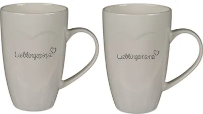 Produktbild von Tassen Set New Bone China Becher Lieblingspapa + Lieblingsmama