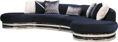 Immagine prodotto di Divano Divano 5 posti imbottito Divano grande in tessuto Blu Design moderno