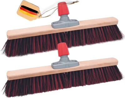 Produktbild von Novaliv 2x  Arenga Elaston Besen 50 cm Besenkopf I Besen ohne Stiel I Arenga-Elaston schwarz-rot I Strassenbesen Industriebesen Kehrbesen Gartenbesen Werkstattbesen Außenbesen