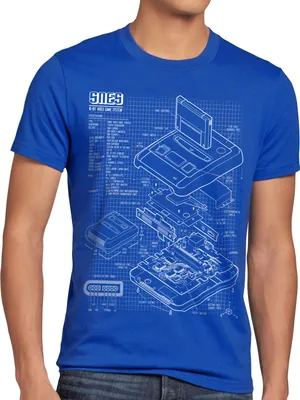 Produktbild von style3 SNES Blaupause Herren T-Shirt 16-Bit Videospiel