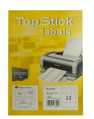 Produktbild von TOP STICK Universal Etiketten 70,0 x 67,7 mm weiß 1.200 Etiketten