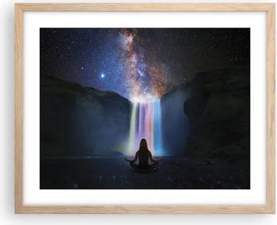 Produktbild von Gerahmtes Poster - Rahmen in heller Eiche - Wasserfall die Sterne Meditation - 50x40 cm - Wand Bild - Wanddeko - Wandbilder - Kunstposter - Wandposter - Bilderrahmen - Bilder - P2NAA50x40-4774