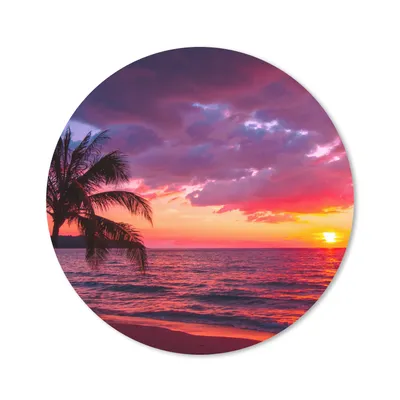 Produktbild von MuchoWow® Mauspad Mousepad Sonne - Horizont - Rosa - Palme - Meer 20x20 cm - Mousepads - Maus Mat - Pad - Mausunterlage - Schreibtischmatte