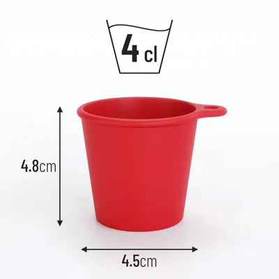 Produktbild von SoPro 6x Schnapsbecher Plastik 4 cl wiederverwendbar - Shotgläser 40 Milliliter rot - Mehrweg Schnapsglas zum Umhängen