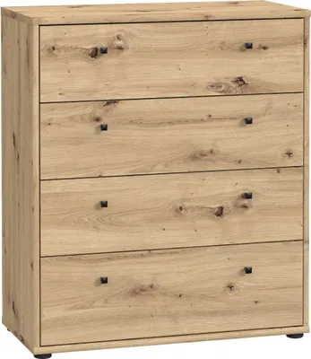 Image de Commode 4 Tiroirs, Effet Chêne Artisan, L 73,7 x P 34,8 x H 85,5 cm, TEMPRA