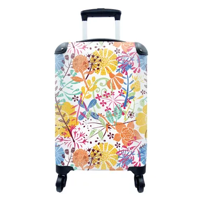 Produktbild von MuchoWow® Koffer Handgepäck Trolley Rollkoffer Kleine Reisekoffer mit 4 Rollen - Blumen - Pflanzen - Regenbogen - Muster - Cabin Size < 55x40x23 cm & 55x40x20 cm - Fotokoffer - Kabinenkoffer - Boardgepäck - Reise-Box - Reisekoffer - Reisegepäck - Koffer mit Bild - Trolley für Kinder