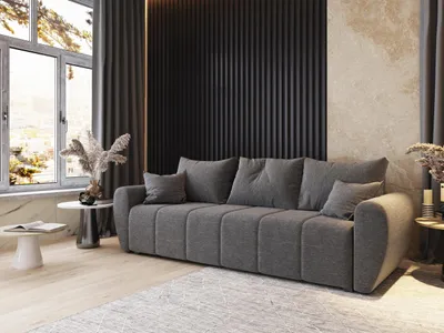 Produktbild von Sofa MADISON Hellgrau Dünner Stoff mit Schlaffunktion, Sofa mit Bettkasten, Sofa mit Bettkasten, Wohnzimmersofa, Couch, Soffa, Bettsofa, Couchgarnitur- Hellgrau, SAWANA 21