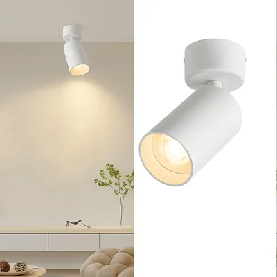 Obrázek produktu pro Stropní nebo nástěnné bodové svítidlo "CEILUM" z bílého hliníku s paticí GU10, nastavitelné o 360°, moderní a funkční design