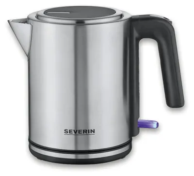 Produktbild von Severin Wasserkocher 1L, Wasserstandsanzeige, Kalkfilter, XXL-Öffnung, leistungsstark & kompakt, BPA-frei, 2.400 W, silber-schwarz/Edelstahl, WK 3489