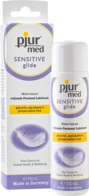Produktbild von pjur med SENSITIVE glide - Medizinisches Gleitgel auf Wasserbasis ohne Zusätze - für sehr sensible Schleimhäute (100ml)