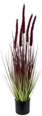 Produktbild von Künstliches Fuchsschwanzgras 65 cm – Kunstgras im Topf mit roten Blütenrispen –