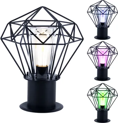Produktbild von RGB LED Sockellampe, Gitterschirm schwarz, H 31,5 cm