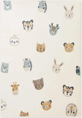 Produktbild von Hanse Home Adventures Kinderteppich Tiny Zoo Creme Multifarben