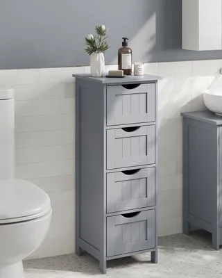 Produktbild von VASAGLE Badezimmerschrank, Badschrank, Beistellschrank mit 4 Schubladen, 30 x 30 x 82 cm, für Badezimmer, Wohnzimmer, Esszimmer, Küche, modern