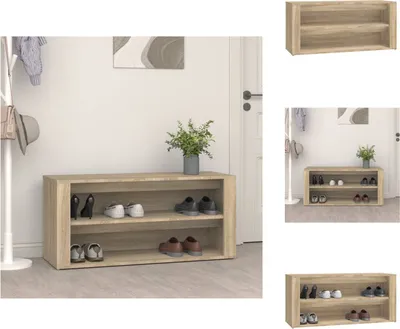 Image de vidaXL Étagère à chaussures Chêne Sonoma 100x35x45 cm Matériau dérivé du bois - Étagères à chaussures & Armoires à chaussures