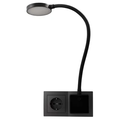 Produktbild von EINLICHT LED Steckdosenlampe | Halo | 3,3W, 438lm, touch 3 Stufen step dimmbar, warmweiß 3000K, schwarz
