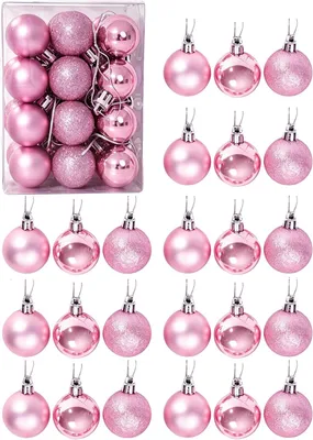 Produktbild von Weihnachtskugeln - 24 Mini Christbaumkugeln - Ø 3 cm - Bruchsicher - Hängekugeln für Weihnachtsbaum - Rosa - Für Weihnachten, Hochzeit und Party