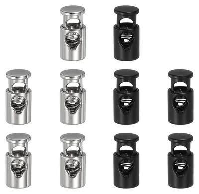 Metall-Kordelstopper 10 Stk., 4 mm Loch, Silber/Schwarz