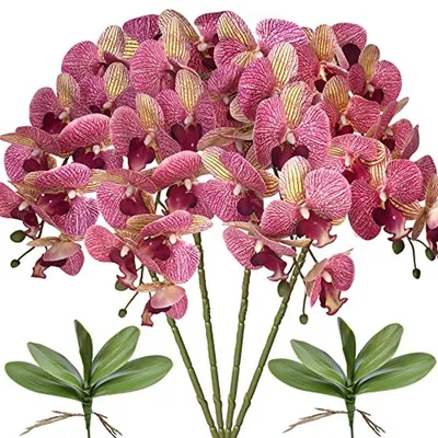 Productafbeelding van Kunstorchidee Phalaenopsis - Nep bloemen - Huisdecoratie - Echte touch materiaal - 81 cm - Paars roze