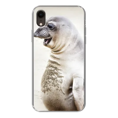 Produktbild von MuchoWow® Handyhülle Schutzhülle Hülle für iPhone XR Seeelefant - Lustig - Lachen - Kinder - Jungen - Mädchen - Kinder Silikon Softcase Handy Hülle - Schutzdeckel