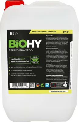 Produktbild von BiOHY Teppichshampoo, Teppichreiniger, Teppichreinigungsmittel, Teppichschaum – 1 x 6 Liter Kanister