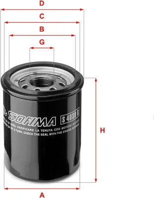 Produktbild von Ölfilter SOFIMA S 4030 R Anschraubfilter für FIAT PANDA (169) 500 (312) GRANDE PUNTO (199) für MITSUBISHI ASX (GAW) für FORD KA (RU8)