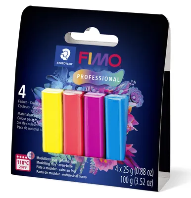 Zdjęcie produktu dla Staedtler FIMO 8043-S1, Glinka do modelowania, Różne kolory, Dorosły, 4 szt., Chłopak, dziewczyna, 4 kol.
