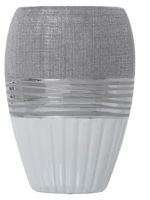 Obrázok produktu pre Solidchoice – Keramická váza na stôl, strieborná a biela