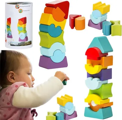 Produktbild von Cubika Holzturm Holzklötze Holzspielzeug Holzstapelturm