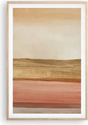 Produktbild von Gerahmtes Poster - Rahmen in heller Eiche - Gold Abstraktion Linien - 61x91,5 cm - Wand Bild - Wanddeko - Wandbilder - Kunstposter - Wandposter - Bilderrahmen - Bilder - Kunstdruck - P2NPA61x91-4739