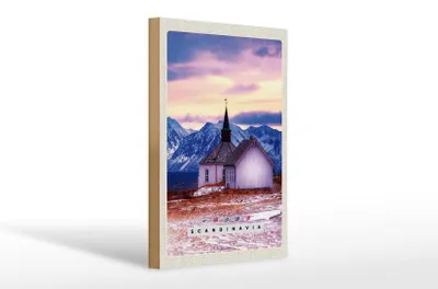 Produktbild von Holzschild Reise 20x30cm Skandinavien Natur Haus Meer Gebirge