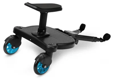 Produktbild von Buggy-Board mit Sitz, universelles Zubehör für Kinderwagen, blau