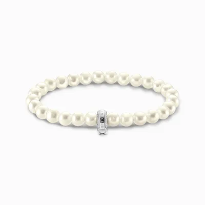 Produktbild von Thomas Sabo X0284-082-14 Charm-Perlenarmband Süßwasserzuchtperlen Silber 15 cm