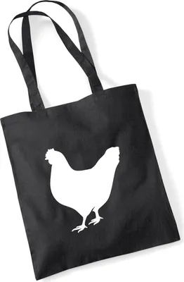 Produktbild von Huuraa Jutebeutel Huhn Silhouette 10 Liter Black Baumwolle Tasche Geschenkidee