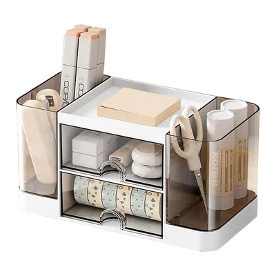 Produktbild von Schreibtisch Organizer Büro, Stifthalter Organizer, Schreibtisch-Organizer mit Schublade und großem Fassungsvermögen, Bleistift-Schrein-Organizer