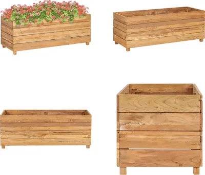 Zdjęcie produktu dla vidaXL Podwyższona grządka 100x40x38 cm z litego drewna tekowego i stali - Podwyższona grządka - Podwyższone grządki - Donice - Cachepots