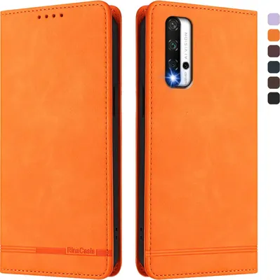 Produktbild von Hülle für Honor 20/Honor 20 Pro, Retro Kunstleder Ständer Klapphülle mit Kartenfächer und Magnetische Orange