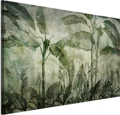 Image de LUMASOUL Tableau sur toile, motif Urban Jungle, tableaux 90 x 60 cm avec motif nature, vert