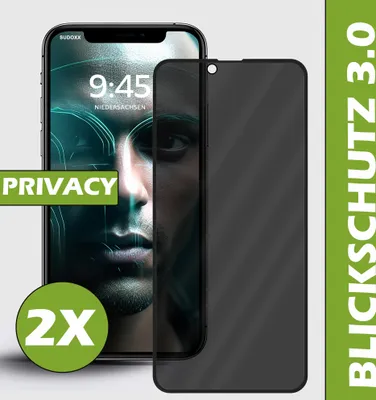 Produktbild von 2X Blickschutz Panzerfolie Für Apple iPhone 16 Displayschutz Schutzglas Echt Glas 9H